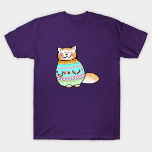 funny cat in winter sweater T-Shirt